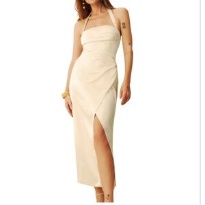 Reformation Solana Satin Dress Bridal Dress Almond Beige Size 12